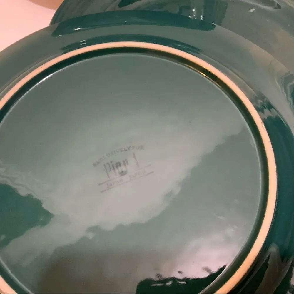 SET OF 2 PIER 1 FESTIVAL TEAL DINNER PLATES 10 3/4